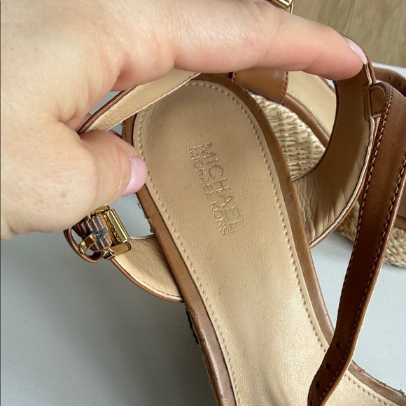 Michael Kors Tan and Green Wedge Sandals - Picture 2 of 3